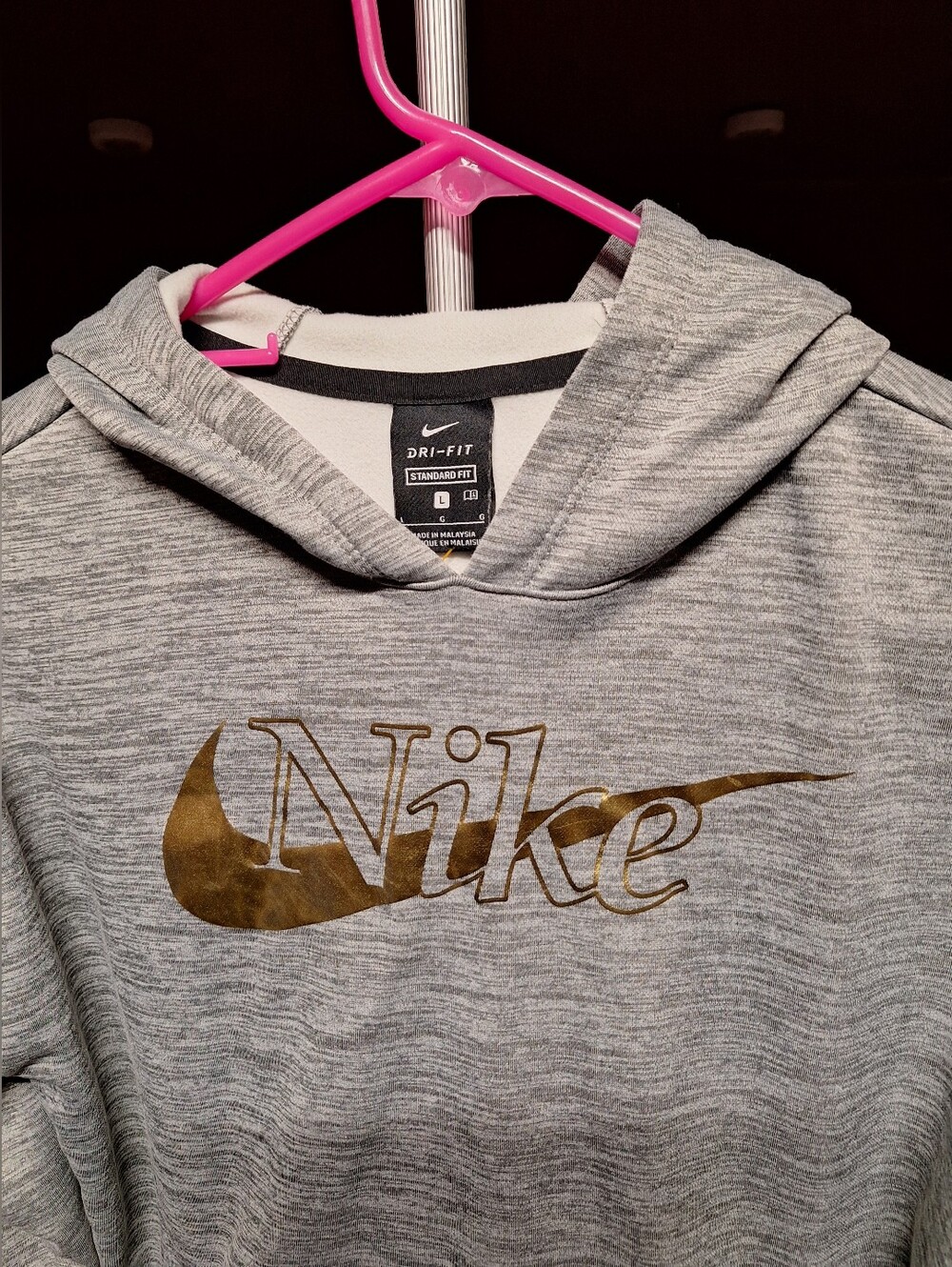 Nike Kids Large Gray Crewneck Sweatshirt with Gold Logo